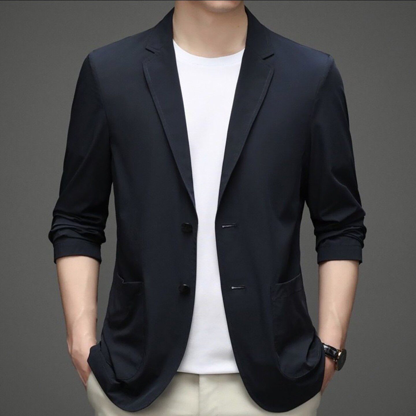 恒玦贸易男装薄款防晒小西服夏季男士免烫休闲西装外套百搭上衣a3