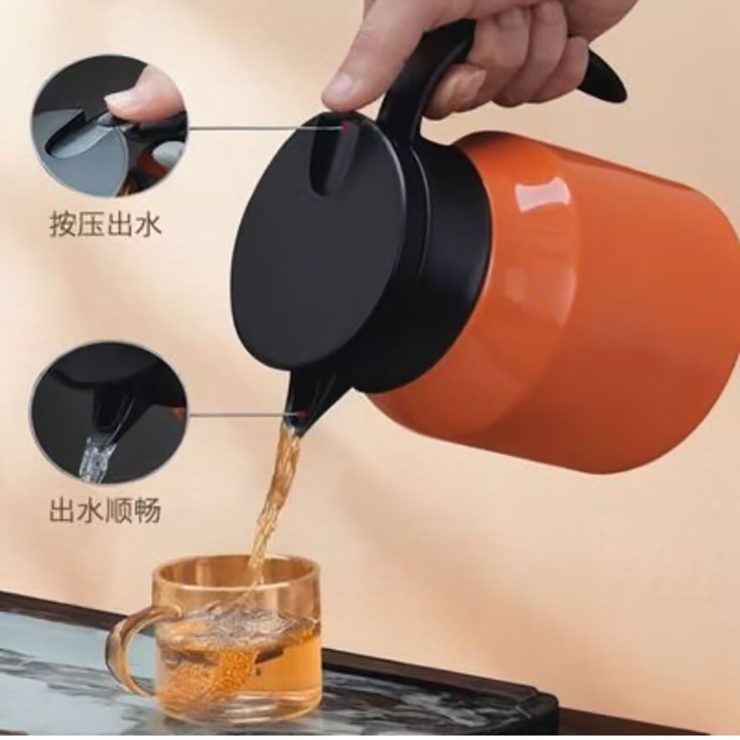 拓域日本进口养生焖茶壶家用不锈钢大容量保温水壶茶水分离泡茶a7