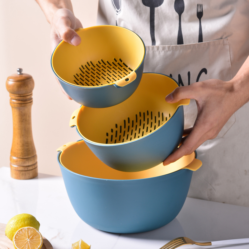 双层沥水盆洗菜篮家用厨房洗水果神器多功能客厅水果盘菜篮子加厚