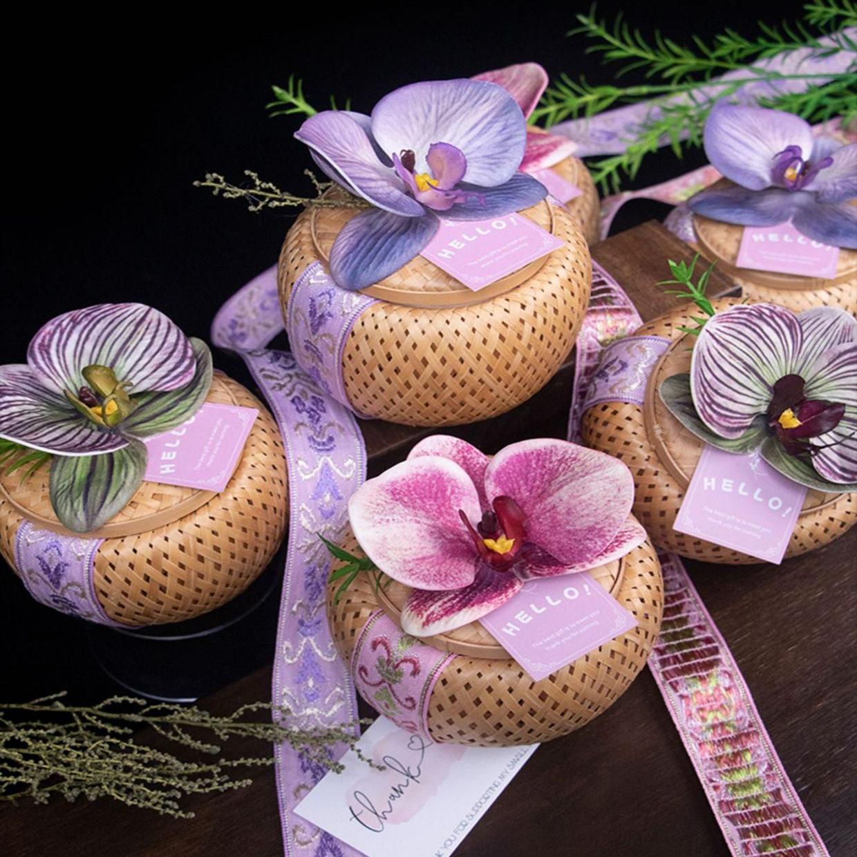 新中式蝴蝶兰结婚喜糖盒2025新款婚礼伴手礼订婚竹篮生日空盒