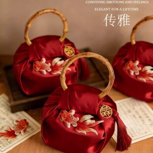 传雅新中式风吕敷包糖成品手提竹喜糖盒小众高级感糖盒配件伴手礼