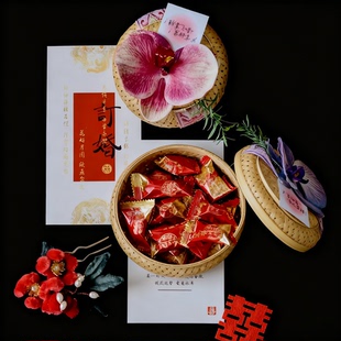 新中式蝴蝶兰结婚喜糖盒2025新款小众婚礼伴手礼订婚竹篮礼盒礼物