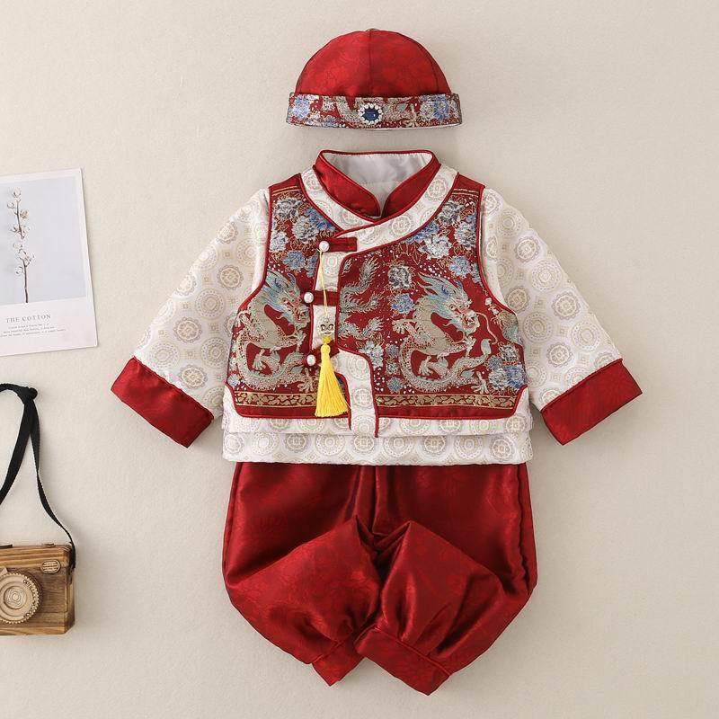 新中式周岁礼服男宝春秋季中国风高端唐装拜年服婴幼儿生日宴