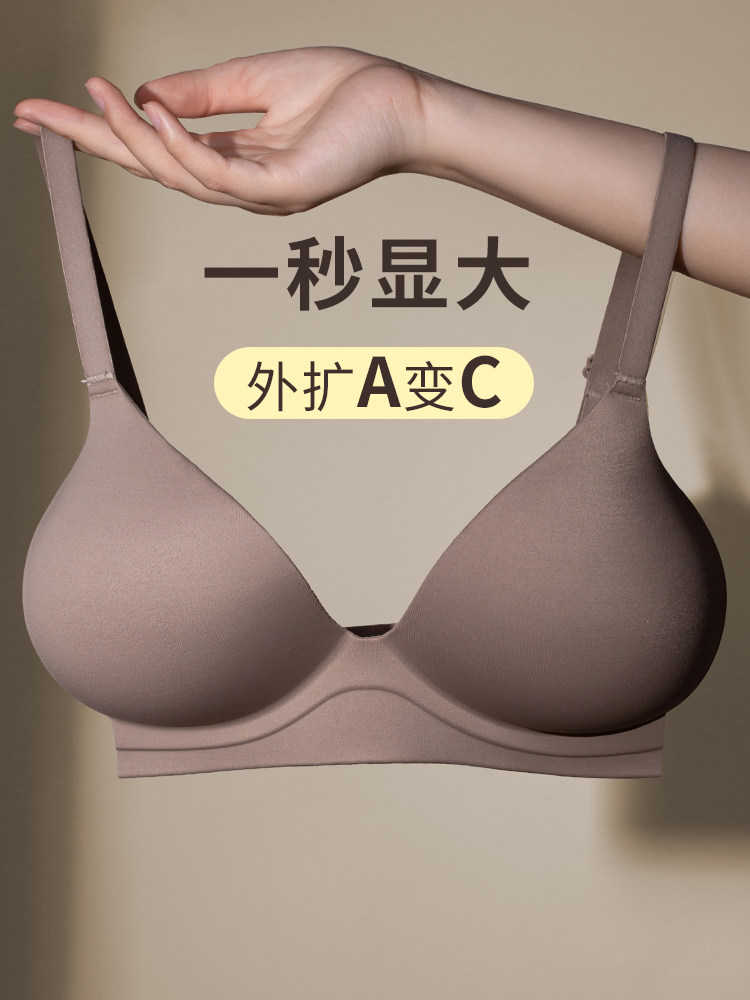 漫画胸外扩内衣一体式小胸聚拢显大平胸专用加厚固定杯无痕文胸罩