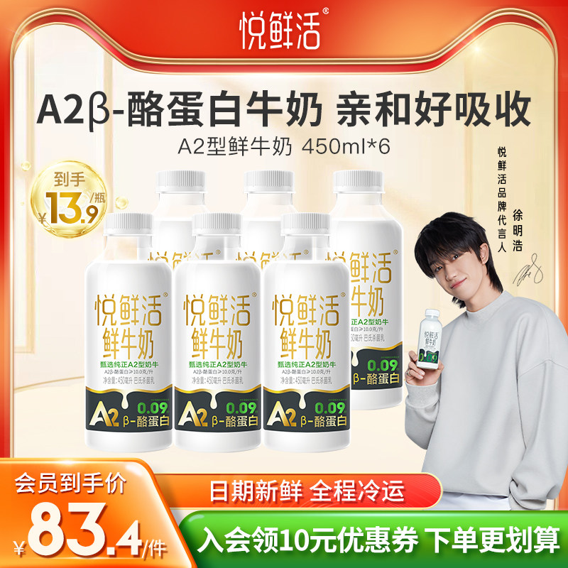 悦鲜活鲜牛奶A2β-酪蛋白450ml*6瓶 营养低温鲜牛奶 亲和易吸收属于什么档次？
