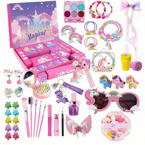 24盒新款独角兽盲盒洞洞乐女孩公仔吊坠发夹礼盒装儿童生日礼物女