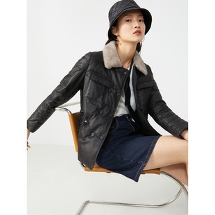 水貂毛领 | 收腰暗扣真皮绵羊皮羽绒服女冬季2025冬季新款短款