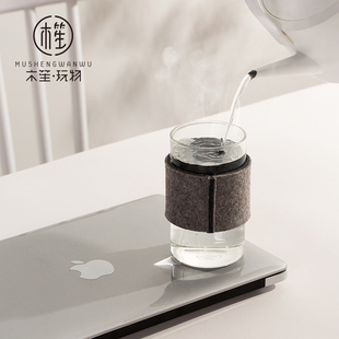 木笙玩物高硼硅玻璃水杯耐高温带隔热杯套防烫喝水杯子家用小茶杯