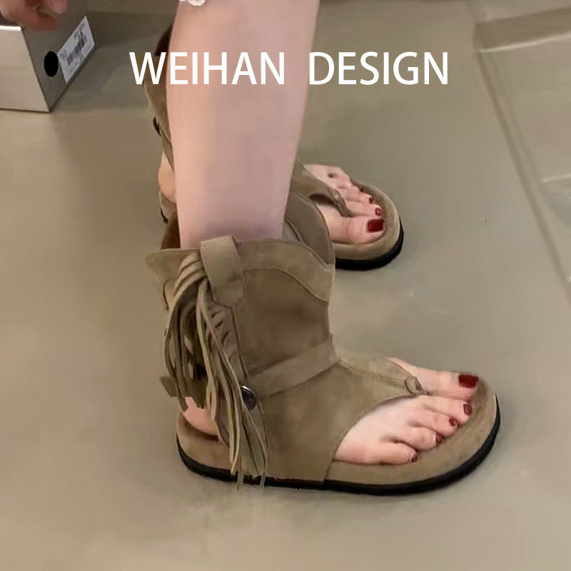 羊皮版!厚底夹趾凉靴女