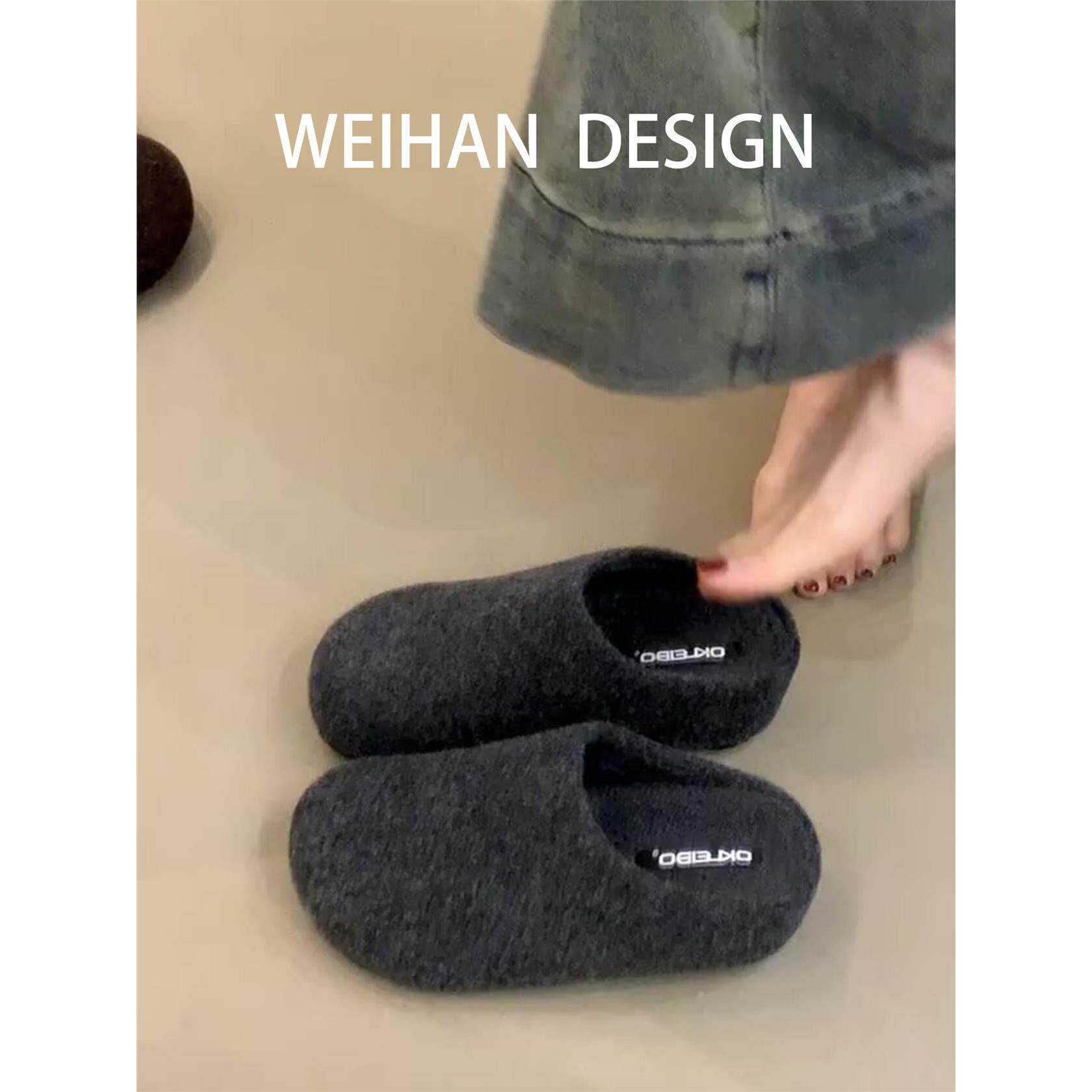 羊皮版！内增高小个子勃肯鞋女外穿加绒包头棉拖鞋保暖懒人毛毛鞋