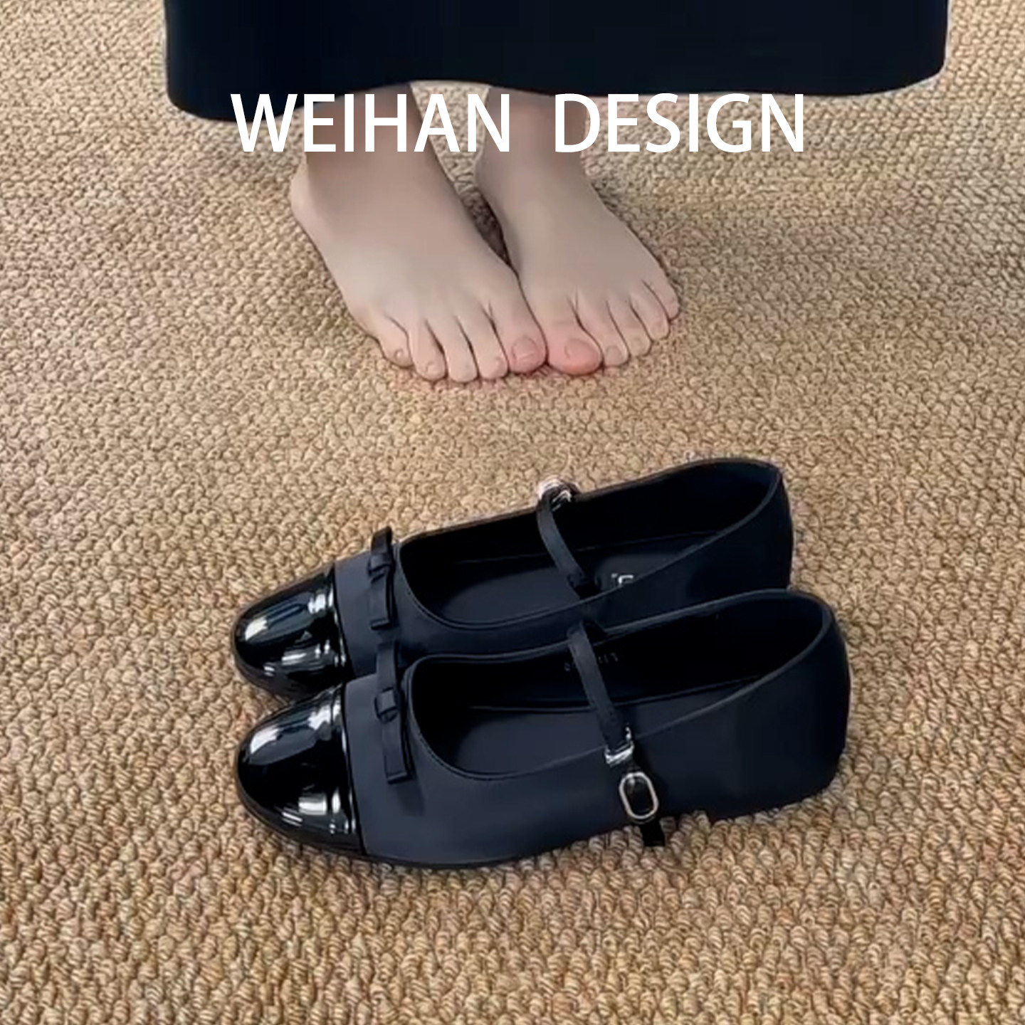 羊皮版！蝴蝶结圆头平底玛丽珍鞋女一字扣气质配裙子浅口晚晚单鞋
