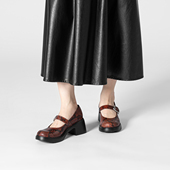 WONDERS西班牙原产进口超轻中跟圆头玛丽珍搭扣女单鞋