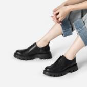 WONDERS西班牙原产进口休闲学院风圆头绑带纯色深口舒适女单鞋