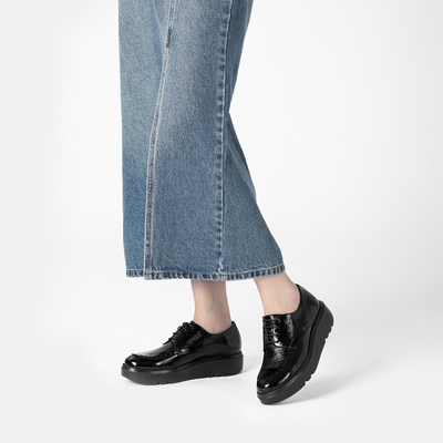 WONDERS系带圆头休闲通勤女单鞋