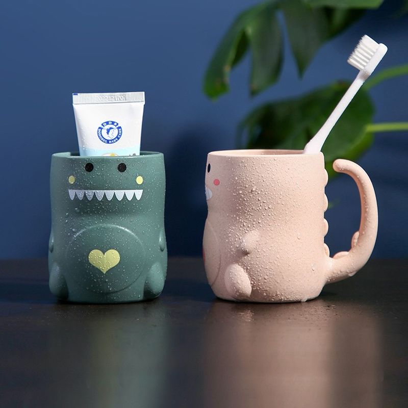 卡通小恐龙水杯儿童刷牙杯可爱宝宝牙缸家用简约洗漱口杯牙刷杯子