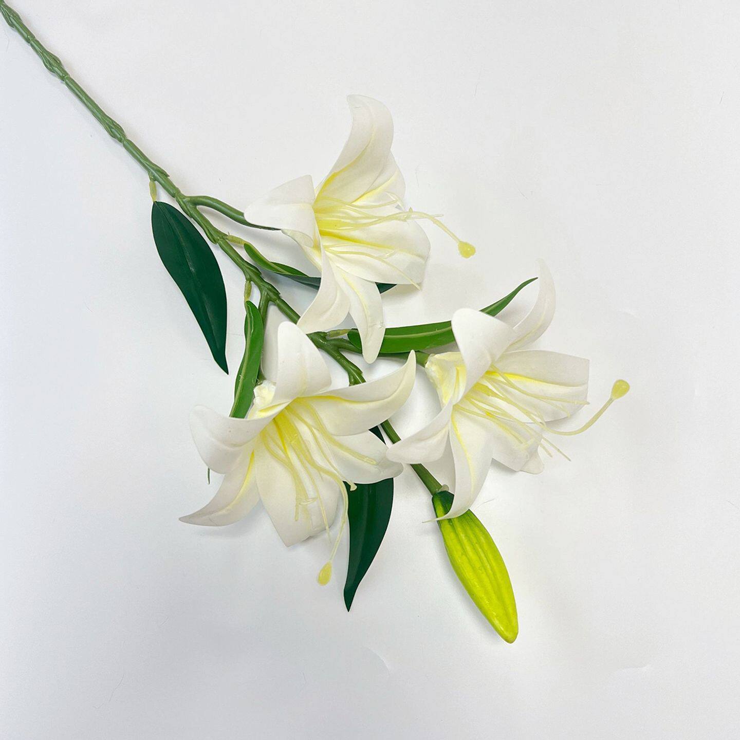 仿真百合花高档3D手感塑料假花水洗餐桌PU胶花摆件客厅电视柜装饰