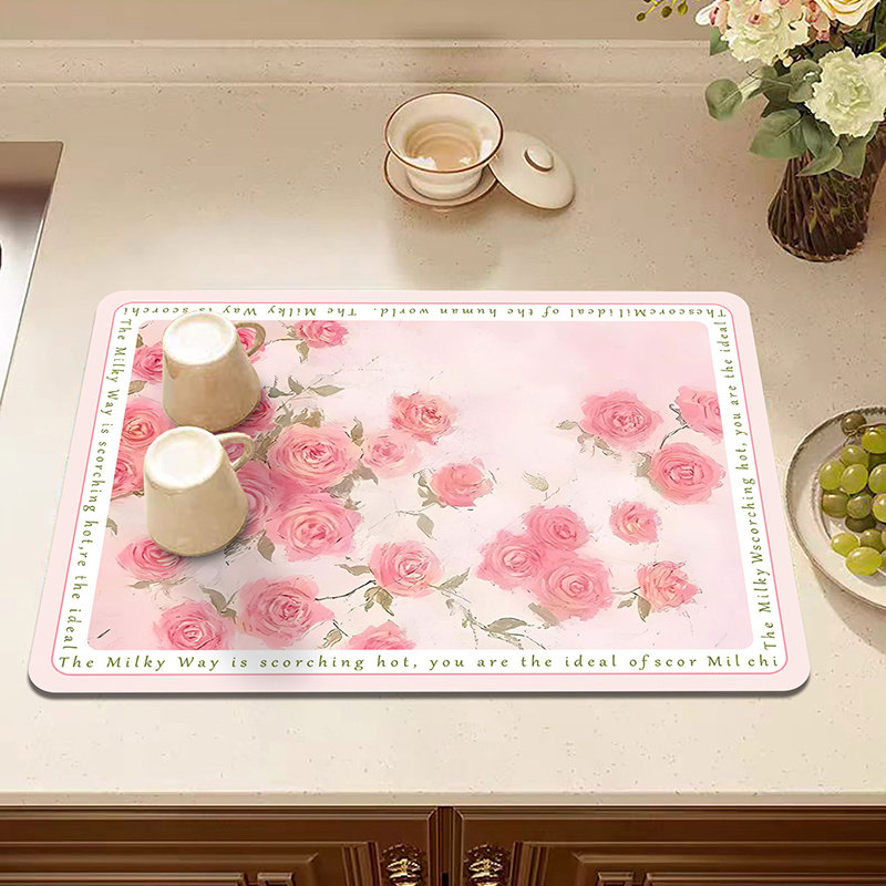 厨房台面沥水垫硅藻泥桌面吸水垫卫生间植物花卉清新花蝶牙膏杯垫,居家布艺,餐垫,淘宝优惠券,粉丝福利购,淘宝优惠卷