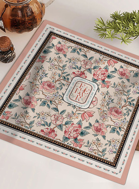 法式方形短毛绒茶具防尘万能盖布打印机桌台小桌布果盘保护罩布