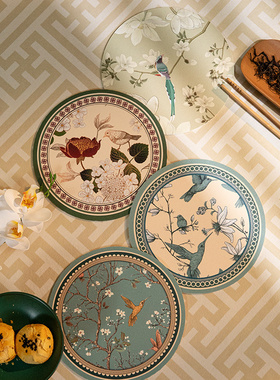 餐桌隔热垫免洗防水防油圆形桌垫餐垫中式禅意茶几垫碗盘餐具垫子