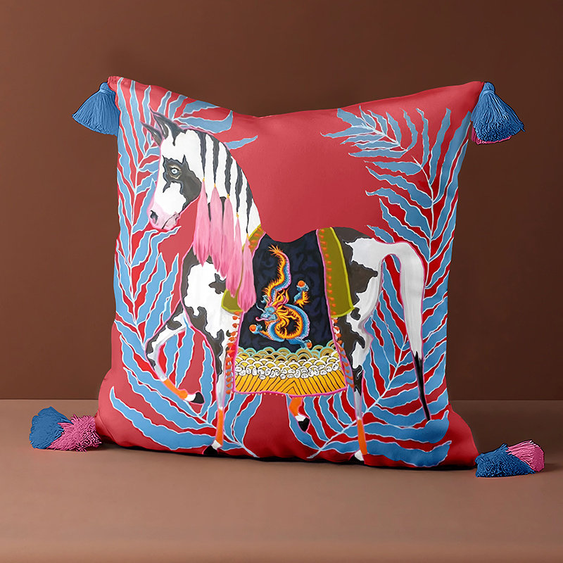 马艺术抱枕沙发客厅轻奢高级感网红爆款可拆洗靠枕套不含芯腰枕