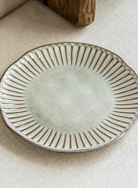 YE HOME 日式窑变陶瓷盘异形餐具家用菜盘沙拉盘早餐盘西餐意面盘