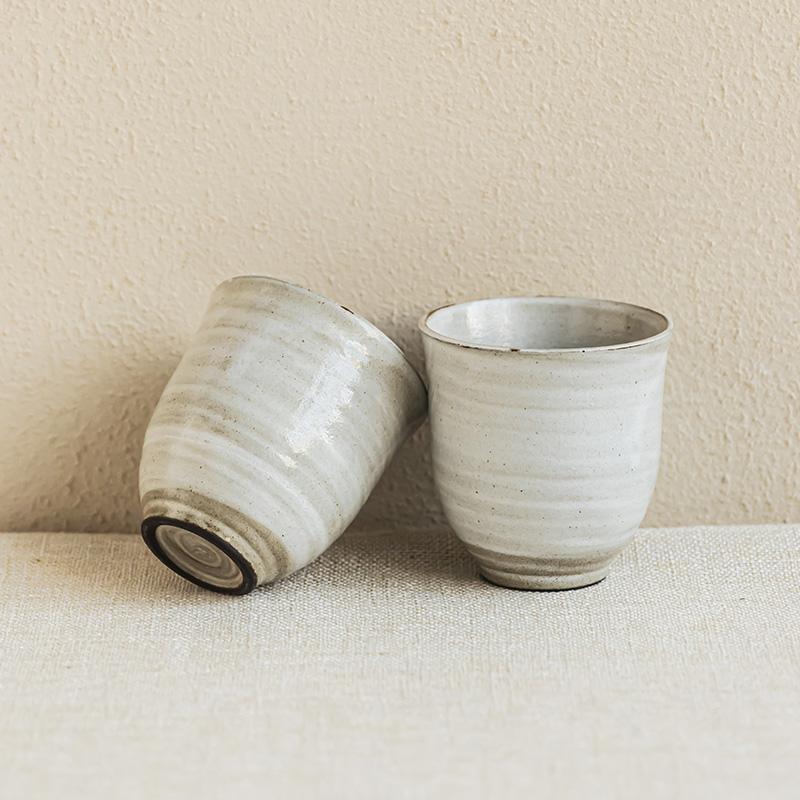 YE HOME 日式螺纹杯子陶瓷品茗杯茶杯高级感主人杯日式简约无把杯