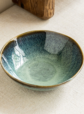 YE HOME 复古窑变蓝陶瓷碗家用餐具敞口碗菜碗沙拉碗早餐面碗汤碗