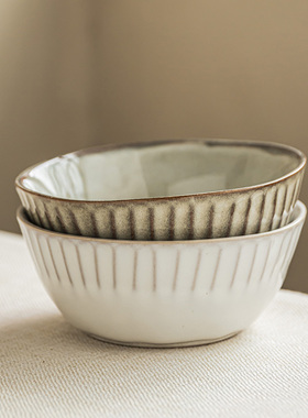 YE HOME 窑变款陶瓷碗沙拉碗一人食餐具竖纹早餐面碗大号米饭碗