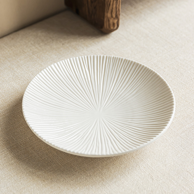 YEHOME纯色浮雕陶瓷盘子