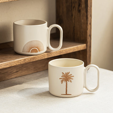 YE HOME 北欧风陶瓷马克杯家用高颜值大容量水杯咖啡杯早餐牛奶杯