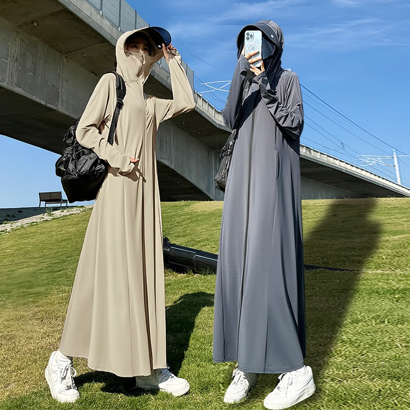 防晒衣女士长款全身2026新款冰丝透气超长骑电动车防紫外线防晒a1