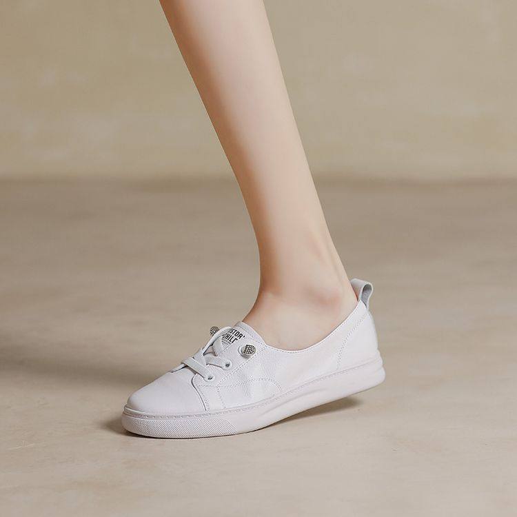 头层牛皮小白鞋女浅口平底真皮基础百搭透气夏季薄款绢悦佳舟a11,女鞋,浅口单鞋,淘宝优惠券,粉丝福利购,淘宝优惠卷