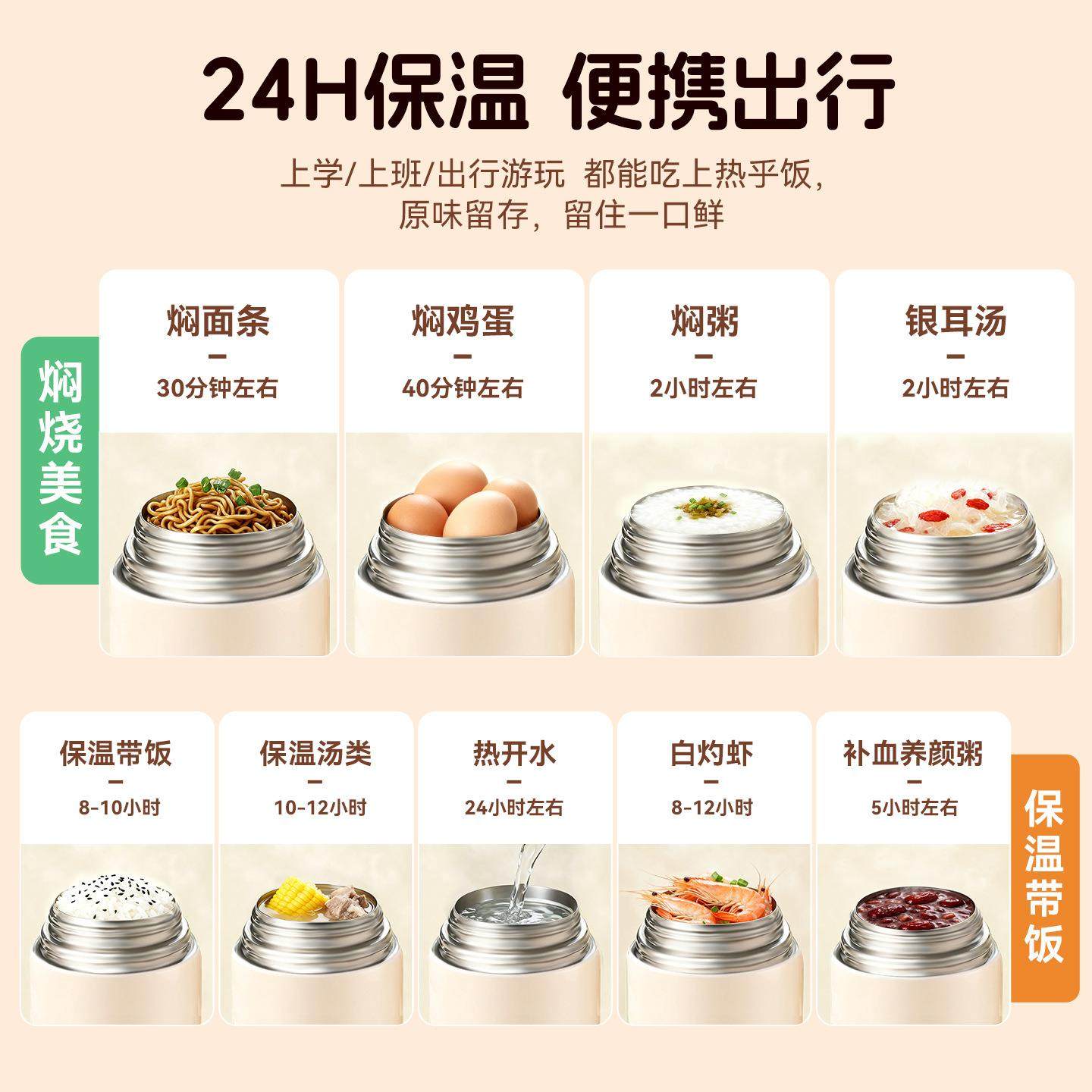 捷安玺316不锈钢焖烧杯2025新款上班饭盒家用办公带勺保温饭桶,餐饮具,焖烧杯,淘宝优惠券,粉丝福利购,淘宝优惠卷