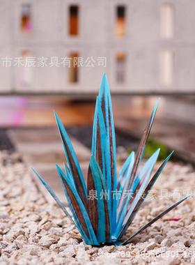 跨境爆品agave garden decoration 金属龙舌兰花铁艺创意户外装饰