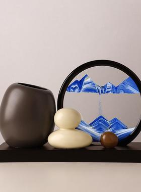 贝汉美时来运转流沙画创意笔筒办公室桌高级感酒柜装饰品摆件