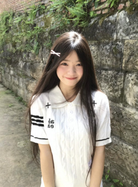 美式复古白色polo领针织刺绣短袖t恤女2026夏季新款显瘦百搭上衣