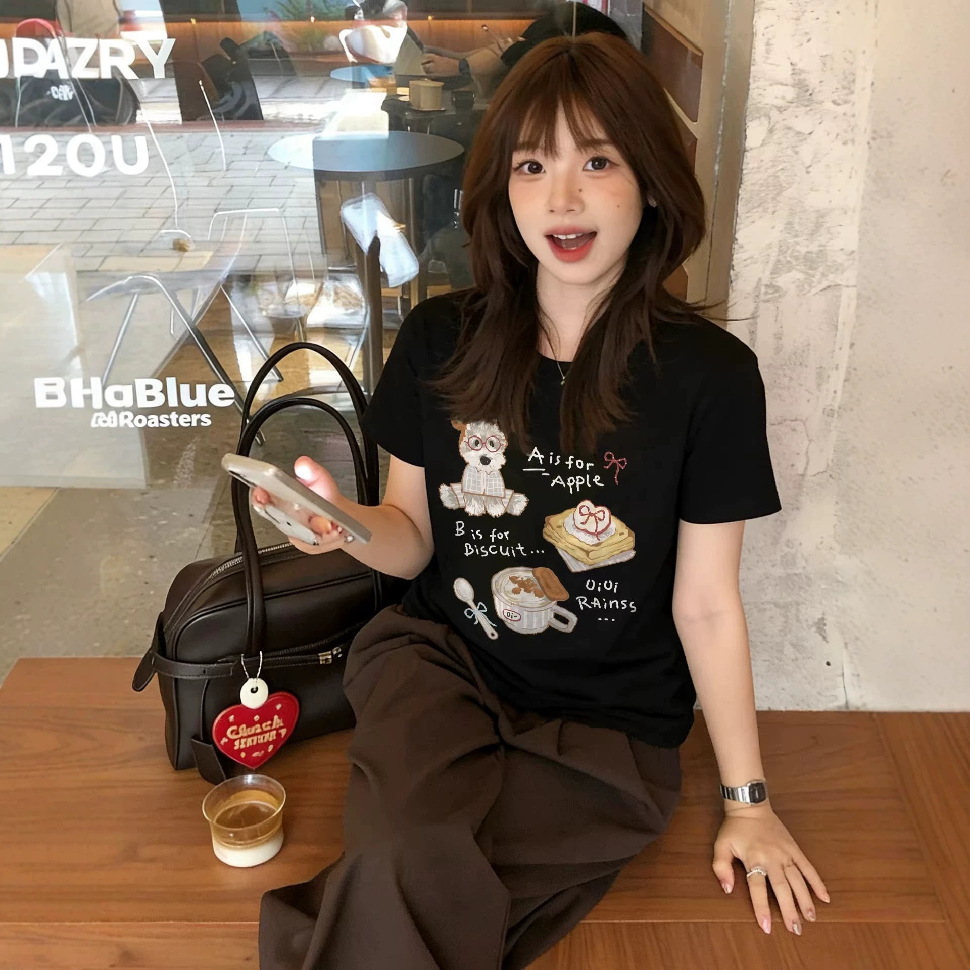 可爱纯棉短袖t恤女装夏季2026新款正肩设计感小众独特漂亮的上衣