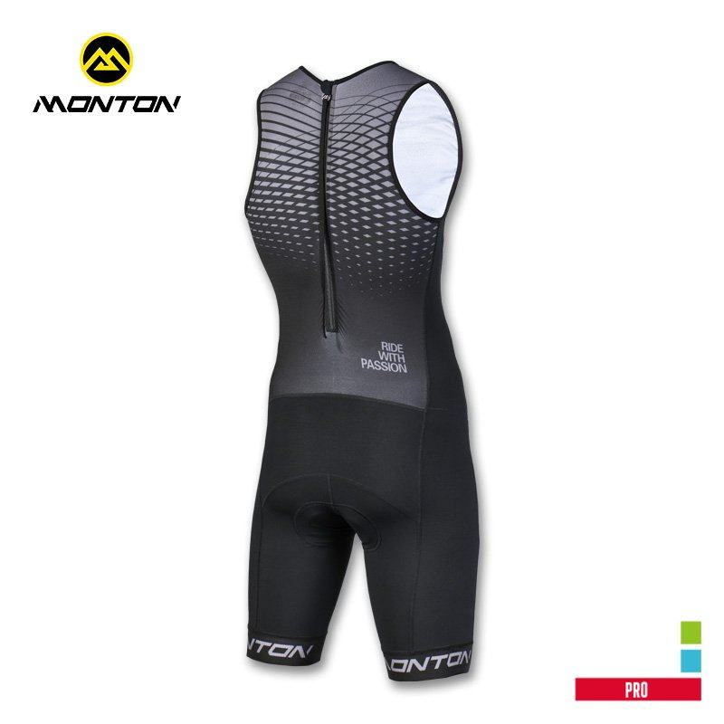 正品④monton19年铁三服透气骑行服连体竞赛版男无袖骑行服速干