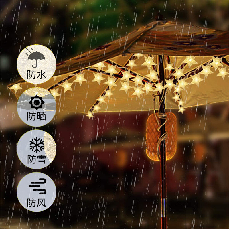 正品太阳能防水彩色灯带户外阳台彩灯庭院满天星花园装饰暖色树灯