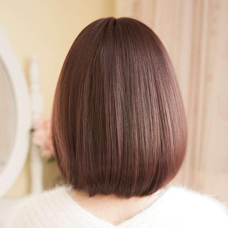 正品假发女空气刘海中分网红抖音齐肩短发全头套圆脸大脸波波头短