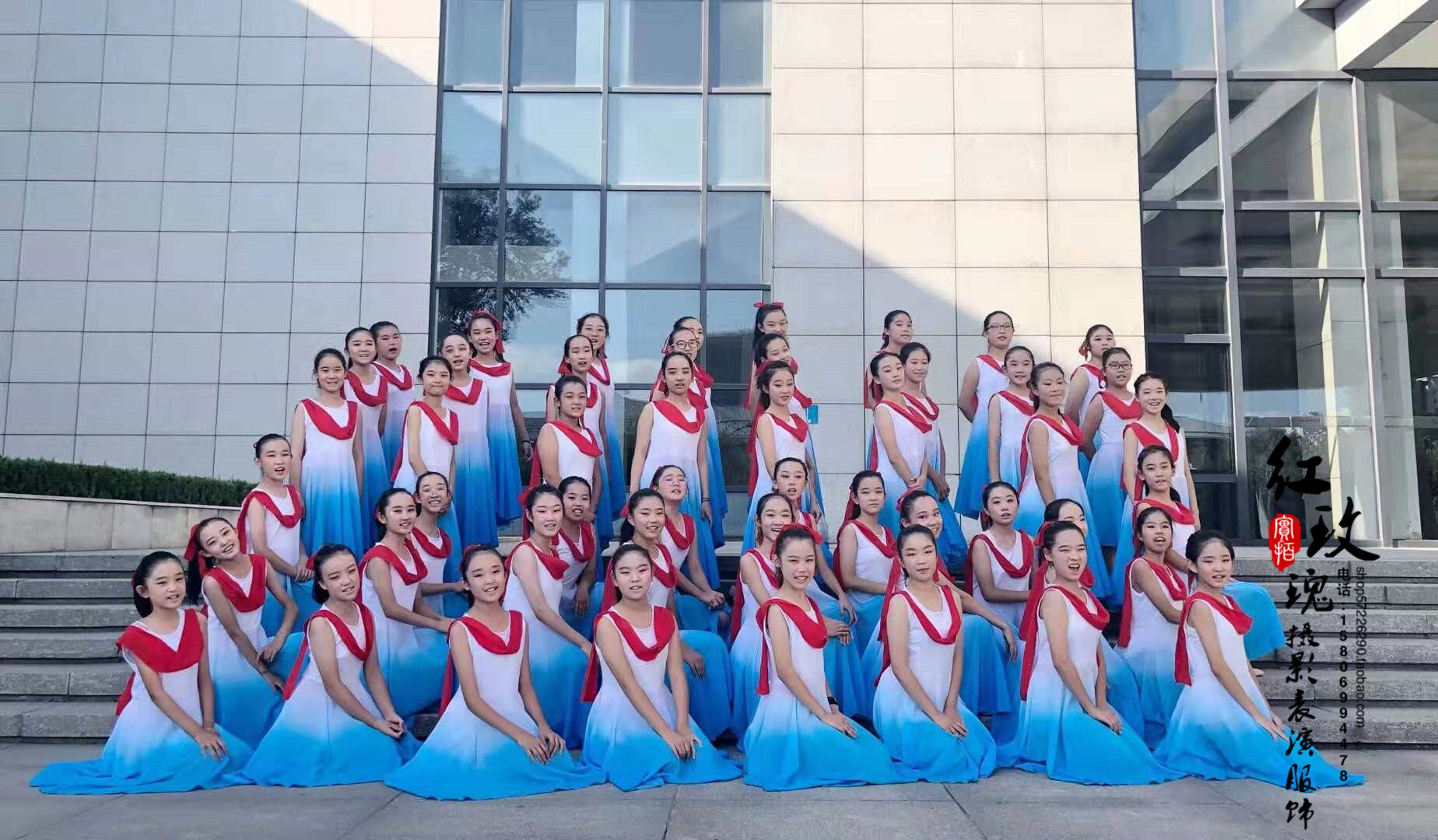 正品现代舞群舞桃李杯荷花杯一条大河演出服中学生大合唱舞蹈表演