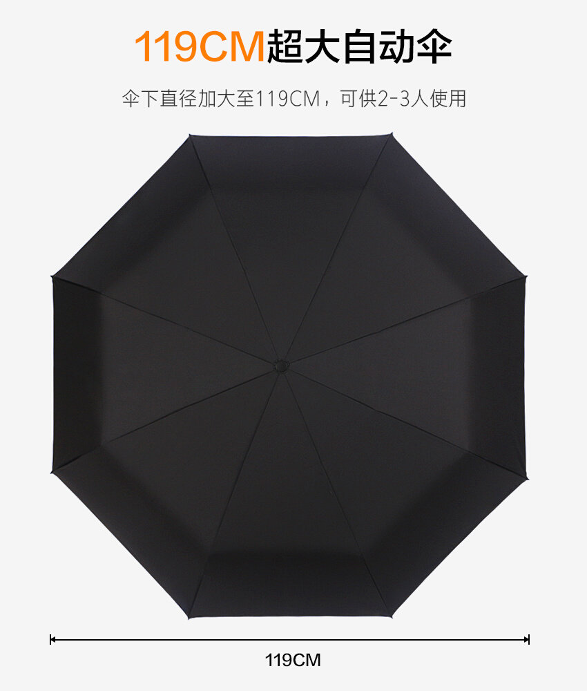正品全自动雨伞折叠纯黑色大号加固抗风双人三人超大男士个性创意