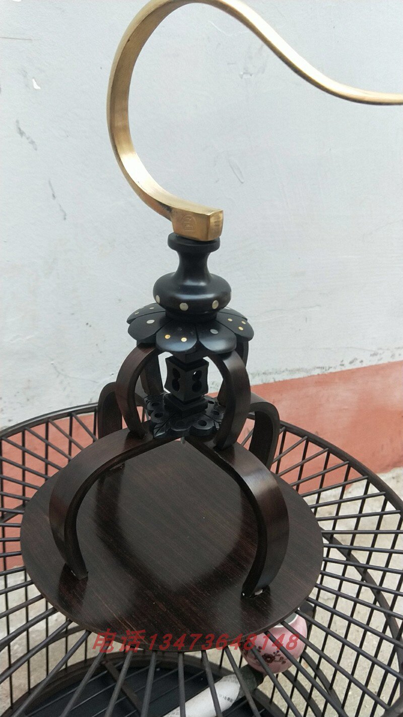 正品红木鸟笼子乌木画眉笼大号手工 实木笼竹条平底特价包邮