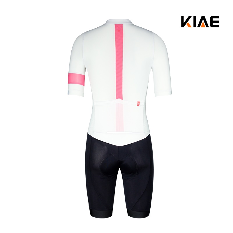 正品kiae春夏季粉白短袖连体骑行服男女款山地公路自行车竞赛气动
