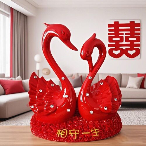 新婚礼物情侣天鹅摆件