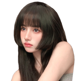 真发公主切刘海假发女网红全真发齐刘海姬发假刘海自然前额假发片