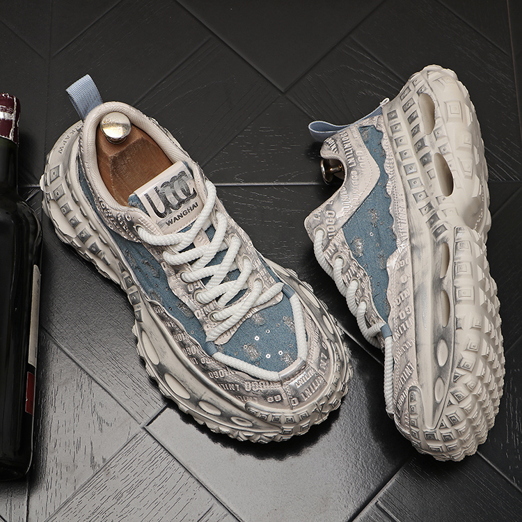 帆布面透气休闲鞋厚底老爹鞋百搭低帮时尚潮流亮片个性百搭男鞋子