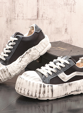 厚底做旧男士擦色皮时尚休闲鞋