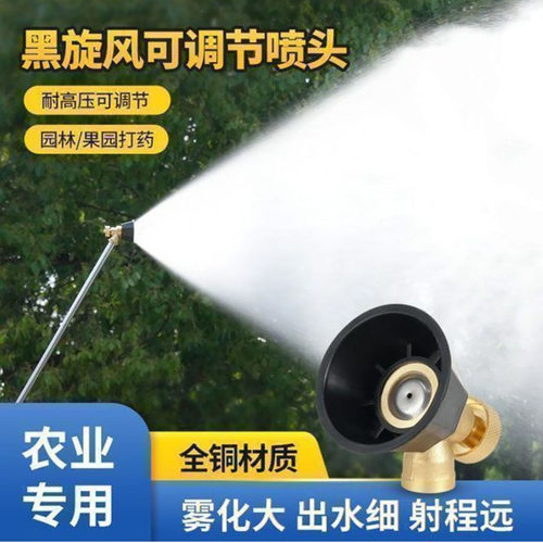 楞有日本进口黑旋风可调节高压雾化喷头全铜农用果园林防风打药a8