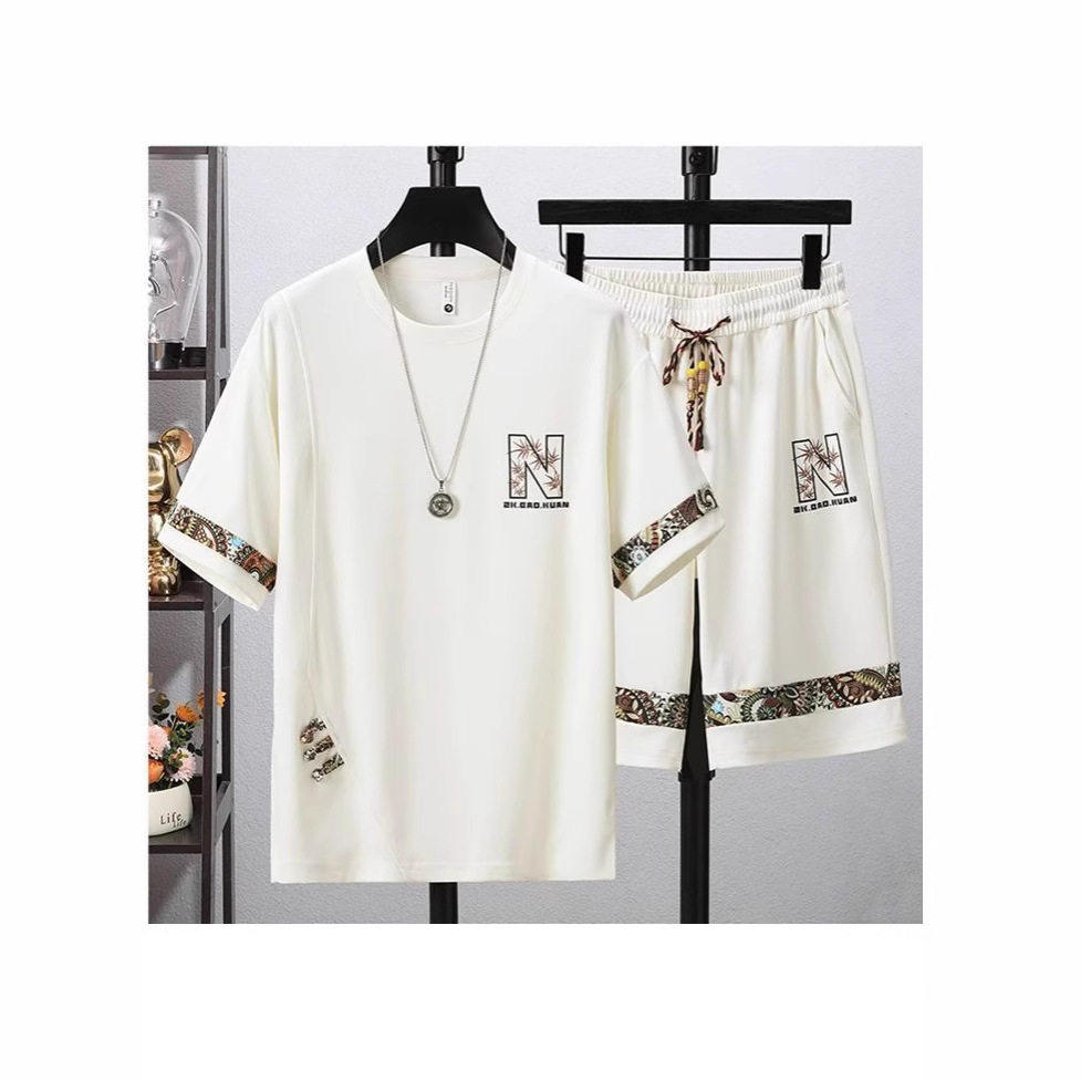 恒清优选夏季大码国潮套装休闲新中式宽松男士短袖短裤中国两件a5